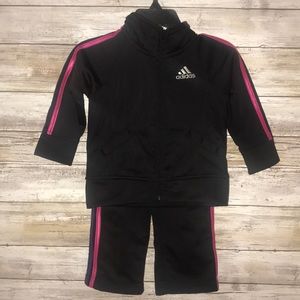 Adidas Black Track outfit with multicolor stripes
